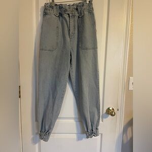 Magali‎ Pascal Paper Bag Waist Casual Light Blue Fitted Bottoms Jeans Medium